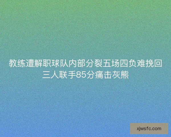 教练遭解职球队内部分裂五场四负难挽回三人联手85分痛击灰熊